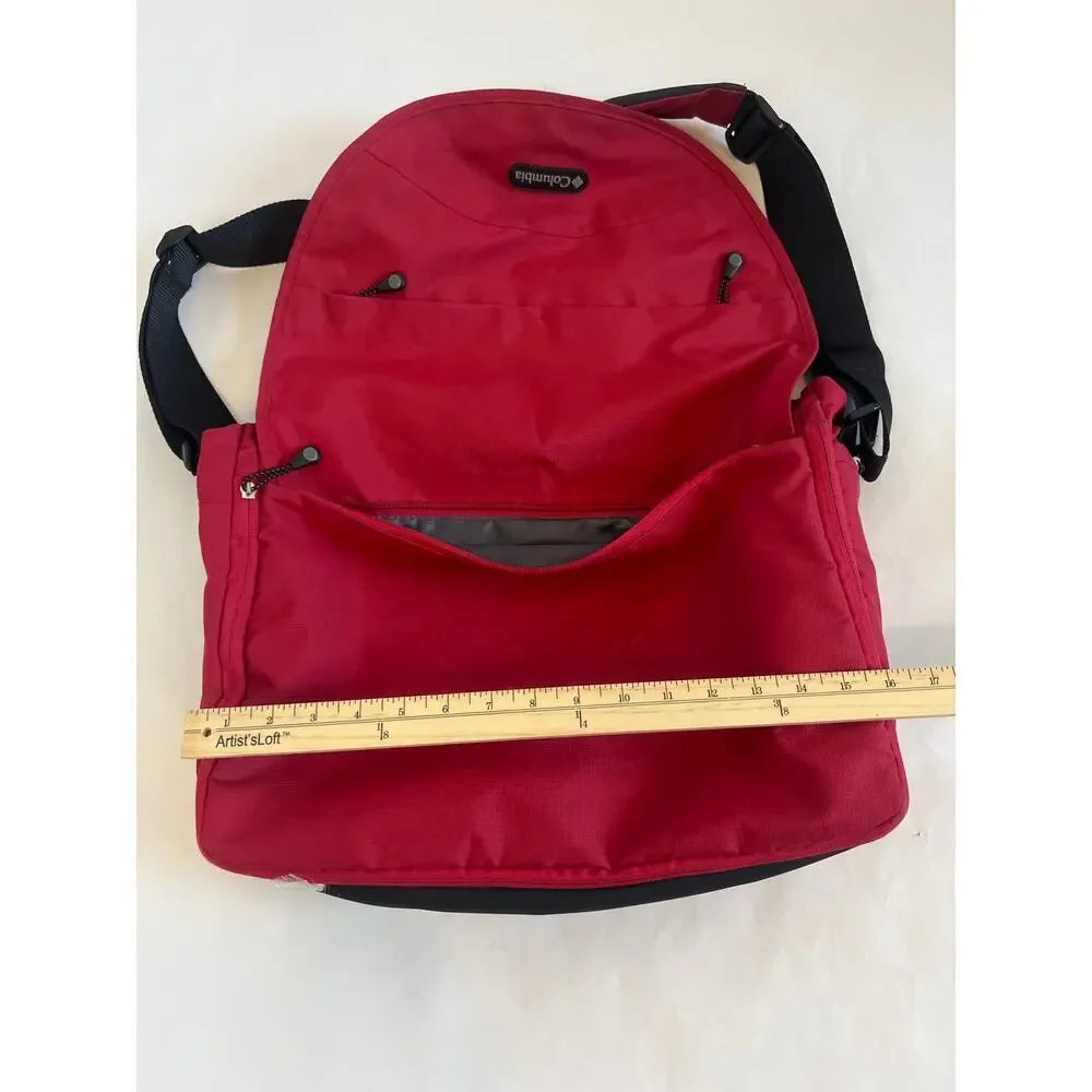 COLUMBIA OUTFITTER MESSENGER DIAPER SHOULDER BAG UNISEX PARENTS RED AND BLACK